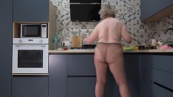 Watch A Voluptuous Wife In Nylon Stockings In The Kitchen, Serving More Than Just Breakfast.