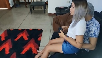 Almost Caught By Her Parents While Playing With Her Step-Dad'S Huge Toy