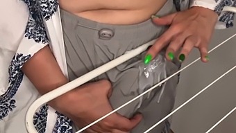 Stepmom Pleasures Herself With Her Large Breasts While Her Stepson Observes