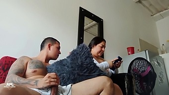Handjob And Pussy Play With A Busty Stepsister Caught In The Act